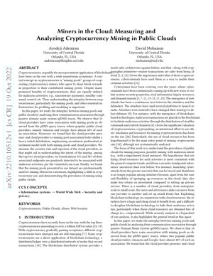 PDF Document Cover - Measuring and Analyzing Cryptocurrency Mining in Public Clouds
